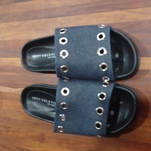 Very Volatile Denim Slides